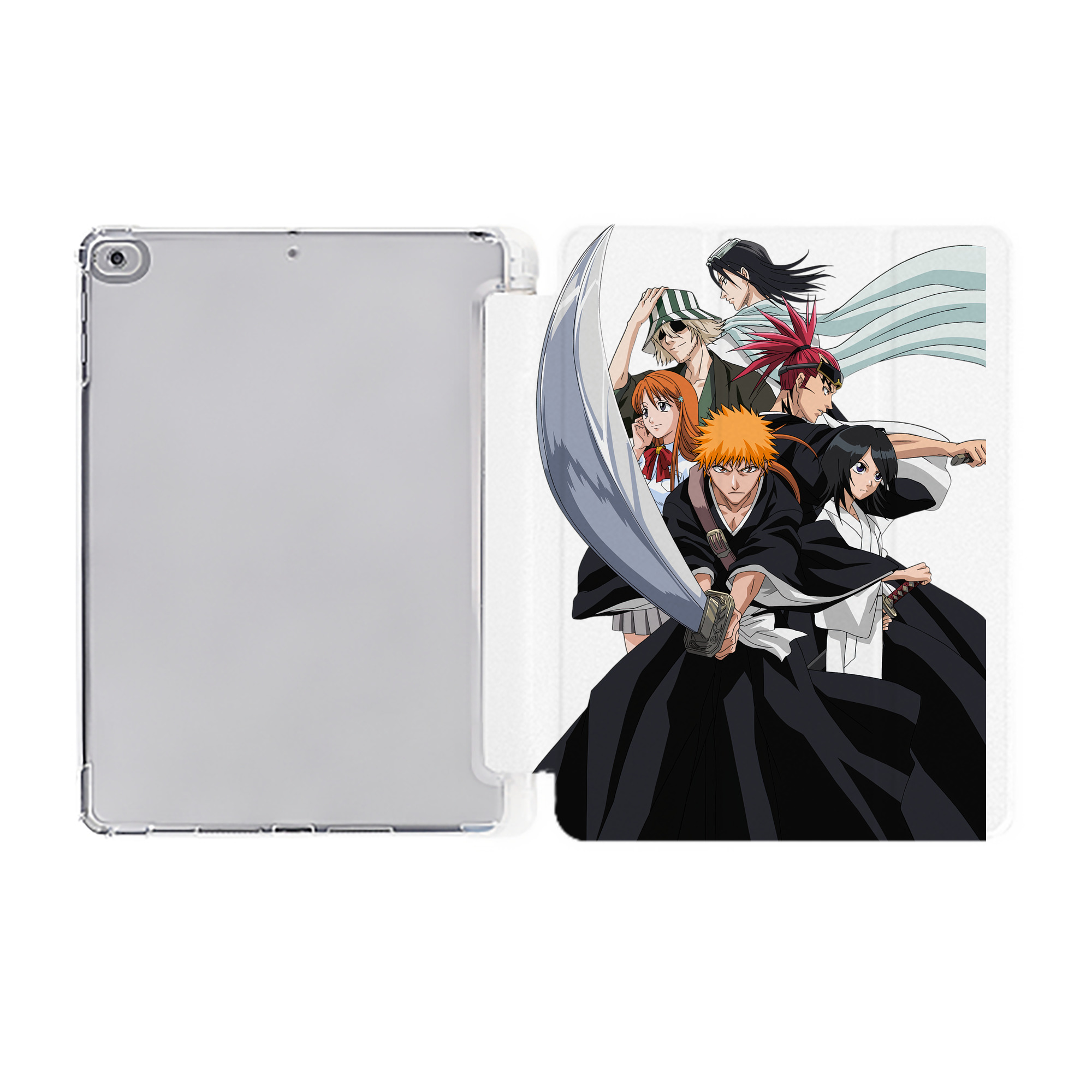 （画像用） ブリーチ 黒崎一護（くろさき いちご）BLEACH Kurosaki Ichigo IPad ケース ペン収納付き 三つ折りスタンド PUレザー×シリコン 対応機種9.5/10.5/10.9インチ